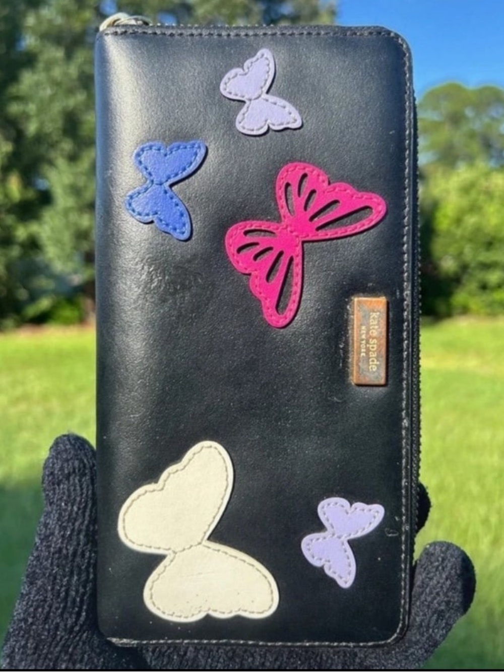 Kate Spade butterflies long zip around wallet